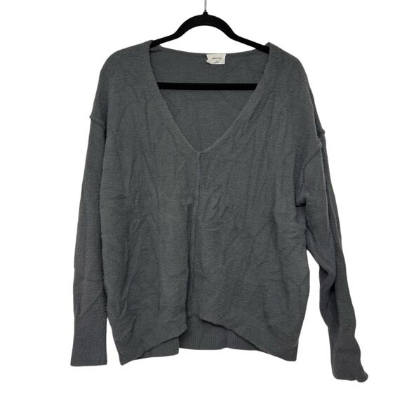 Wilfred Free Aritzia Super Soft V-Neck Sweater Gray Oversized Womens Small - Picture 1 of 7